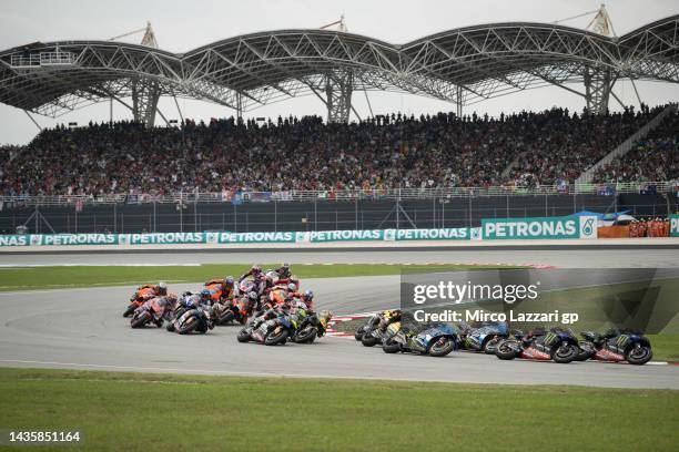 Fabio Quartararo of France and Monster Energy Yamaha MotoGP Team leads the field during the MotoGP race during the MotoGP of Malaysia - Race at...