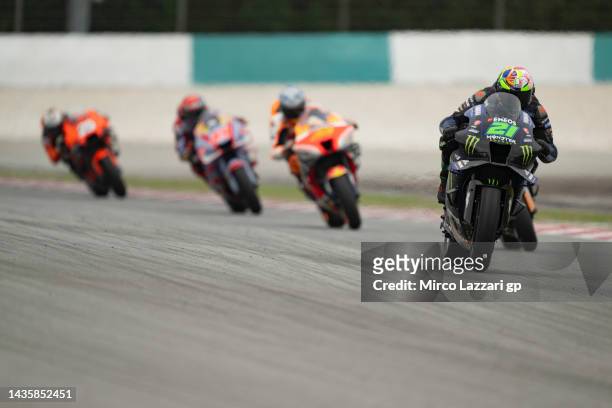 Franco Morbidelli of Italy and Monster Energy Yamaha MotoGP Team leads the field during the MotoGP race during the MotoGP of Malaysia - Race at...