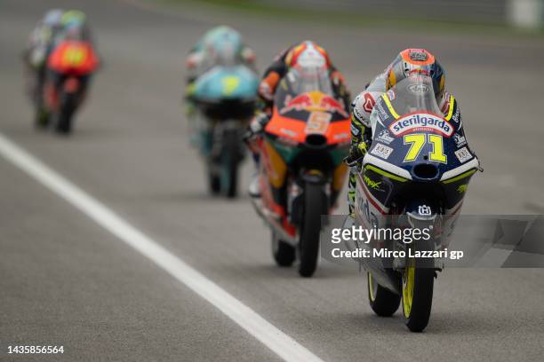 Ayumu Sasaki of Japan and Sterilgarda Husquarna Max Team leads the field during the Moto3 race during the MotoGP of Malaysia - Race at Sepang Circuit...