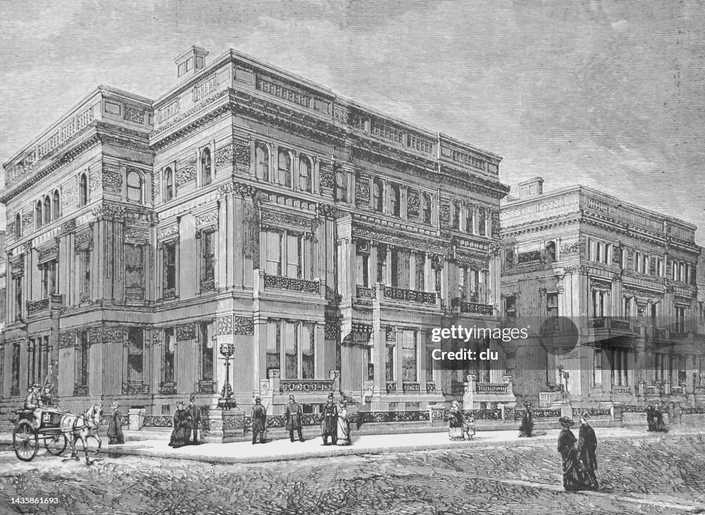 NYC, the Vanderbilt mansions, west side of Fifth Avenue, 1885