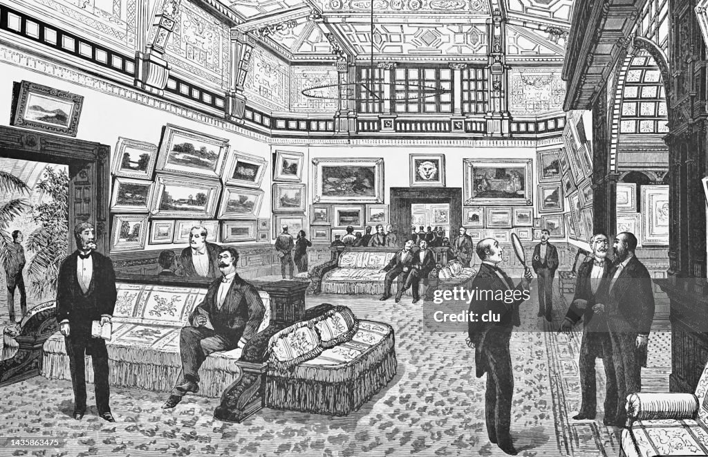 New York City, The Vanderbilt art gallery indoors, 1884
