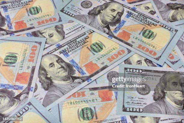 100 dollar bank notes. - american one hundred dollar bill stock pictures, royalty-free photos & images