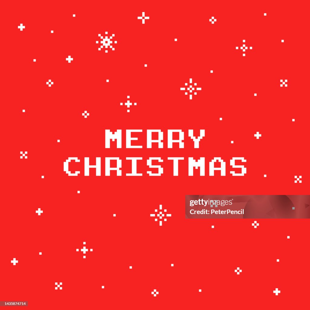 Joyeux Noël Pixel Carte de vœux. Écran 8 bits. Illustration vectorielle