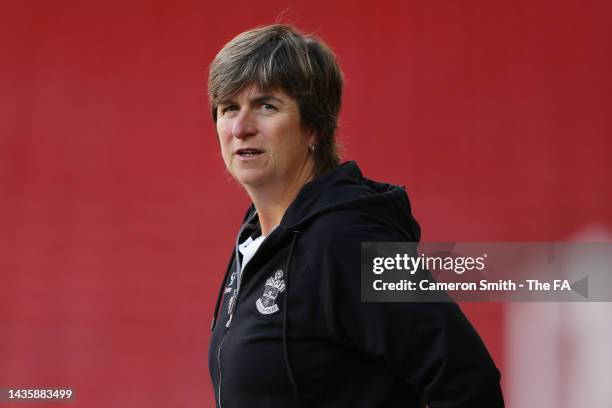 Marieanne Spacey, Manager of Southampton reacts during the Barclays FA Women's Championship match between Sheffield United Women and Southampton F.C....