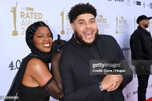 Julie Adenuga and Big Zuu attend the Rated Awards 2022 at Magazine London on October 23, 2022 in London, England.