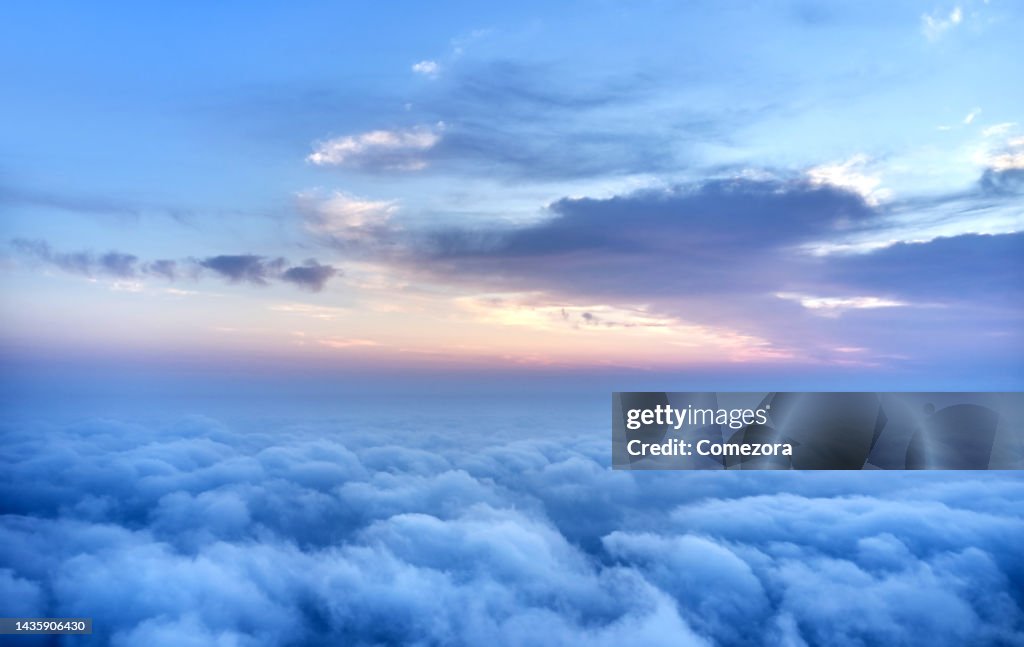Mid-Air Cloudscape Backgrounds at Sunrise