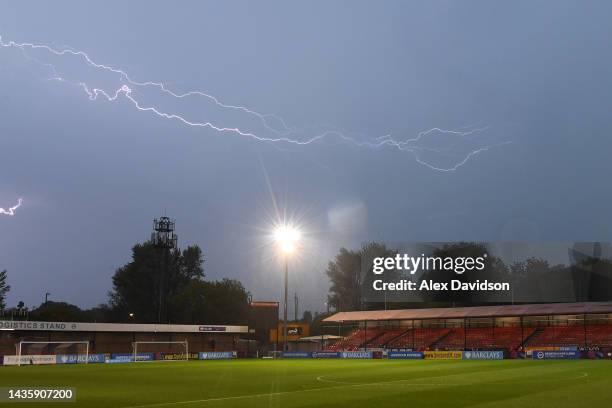 General view of the lightning prior to the FA Women's Super League match between Brighton & Hove Albion and Chelsea at The People's Pension Stadium...