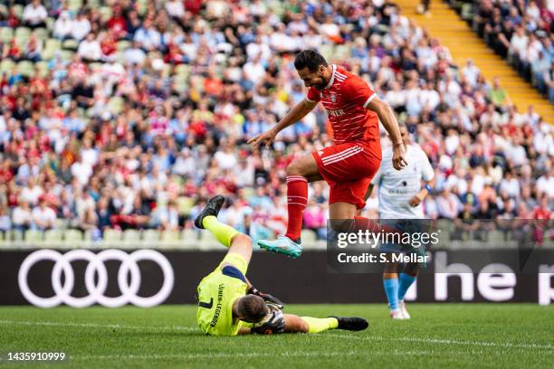 Claudio Pizarro of FC Bayern Muenchen tries to score a goal during the match between FC Bayern München legends and TSV 1860 München legends as part...