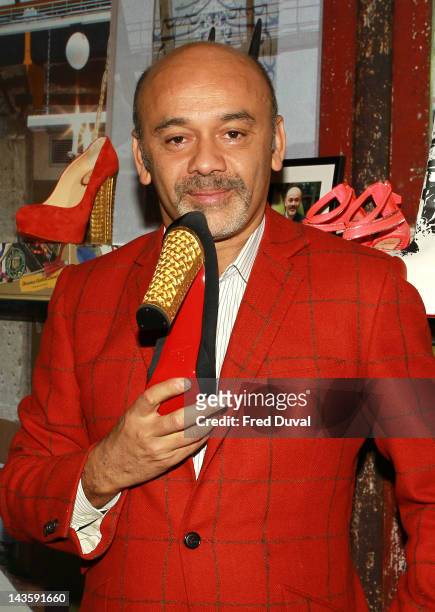 French shoe designer Christian Louboutin attends a preview of an exhibition celebrating 20 years of Christian Louboutin designs at the Design Museum...