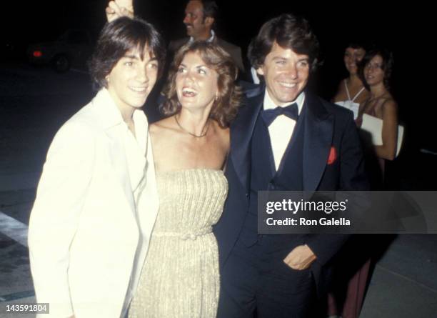 Actor Scott Baio, actor Anson Williams and wife Lorrie Mahaffey attend the 31st Annual Primetime Emmy Awards on September 9, 1979 at the Pasadena...