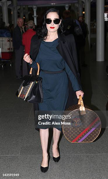 Dita Von Teese seen arriving from Paris on April 30, 2012 in London, England.