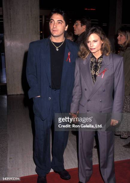 Actor Scott Baio and actress Kay Lenz attend the ""Falling from Grace" Century City Premiere" on February 19, 1992 at the Cineplex Odeon Century...
