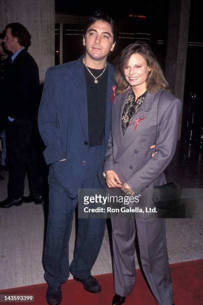 Actor Scott Baio and actress Kay Lenz attend the ""Falling from Grace" Century City Premiere" on February 19, 1992 at the Cineplex Odeon Century...