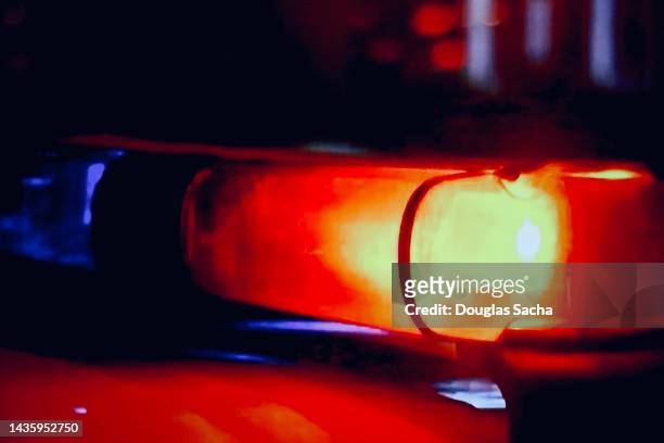 police car with emergency lights - law enforcement concept - police car lights stock pictures, royalty-free photos & images