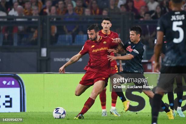 Roma player Bryan Cristante during the Serie A match between AS Roma and SSC Napoli at Stadio Olimpico on October 23, 2022 in Rome, .