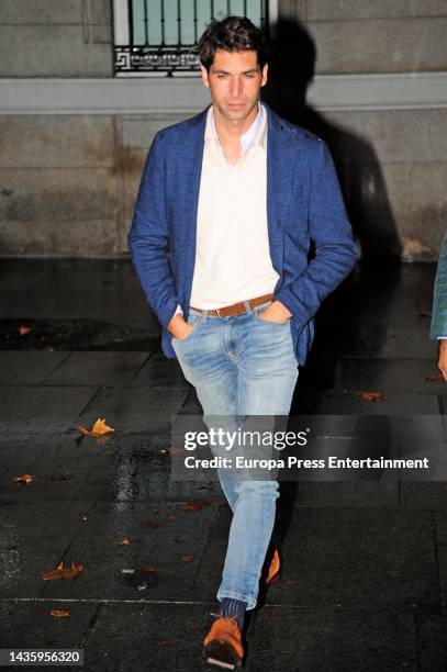 Cayetano Rivera leaves a restaurant after dinner with friends on October 21, 2022 in Madrid, Spain.