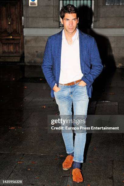 Cayetano Rivera leaves a restaurant after dinner with friends on October 21, 2022 in Madrid, Spain.