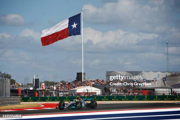 Lewis Hamilton of Great Britain driving the Mercedes AMG Petronas F1 Team W13 on track during the F1 Grand Prix of USA at Circuit of The Americas on...