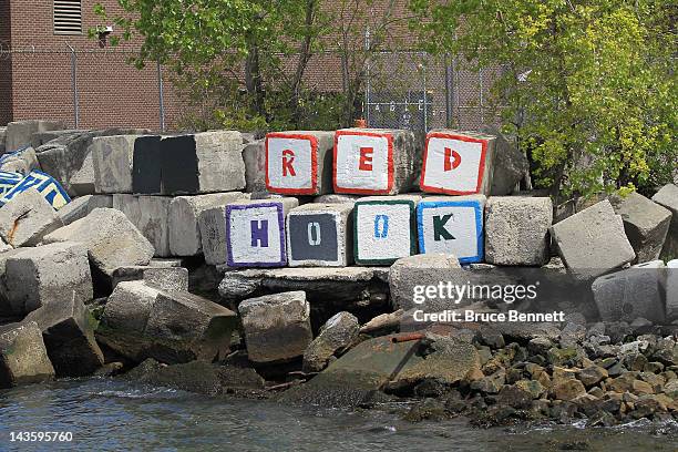 General view of the shore in Red Hook as photographed on April 27, 2012 in Broooklyn, New York.