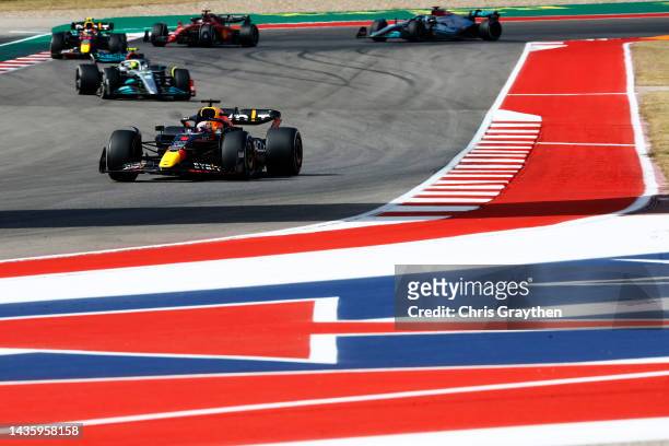 Max Verstappen of the Netherlands driving the Oracle Red Bull Racing RB18 on track during the F1 Grand Prix of USA at Circuit of The Americas on...