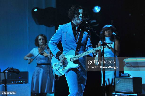 Jack White performs for the 'American Express Unstaged' series, in partnership with VEVO and YouTube, at Webster Hall on April 27, 2012 in New York...