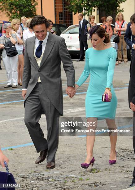 Ana Aznar and Alejandro Agag attend Sabina Fluxa and Alfonso Fierro March's wedding on April 28, 2012 in Palma de Mallorca, Spain.