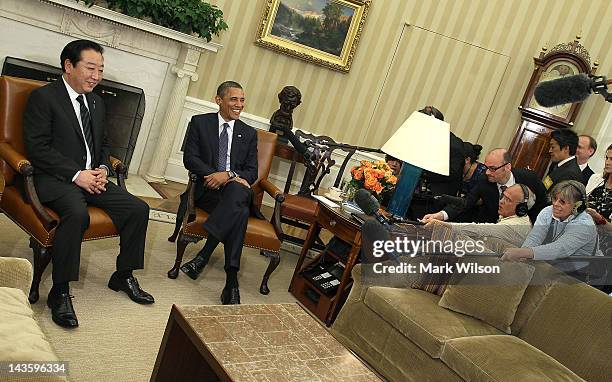 President Barack Obama and Japanese Prime Minister Yoshihiko Noda attend a bilateral meeting in the Oval Office of the White House on April 30, 2012...