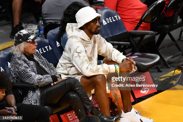 James Goldstein and Scottie Pippen attend a basketball game between the Los Angeles Lakers and the Portland Trail Blazers at Crypto.com Arena on...