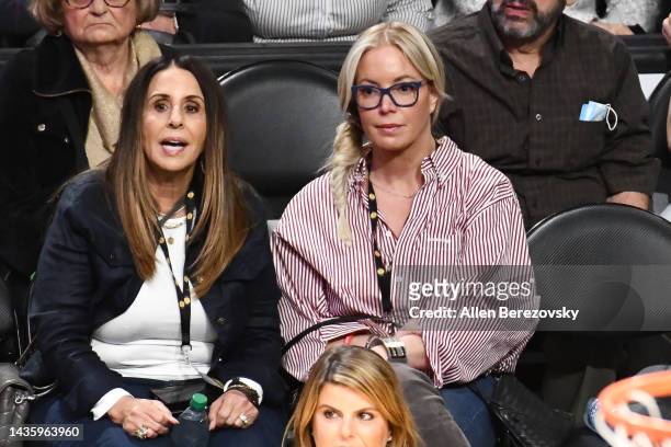 Linda Rambis and Jeanie Buss attend a basketball game between the Los Angeles Lakers and the Portland Trail Blazers at Crypto.com Arena on October...