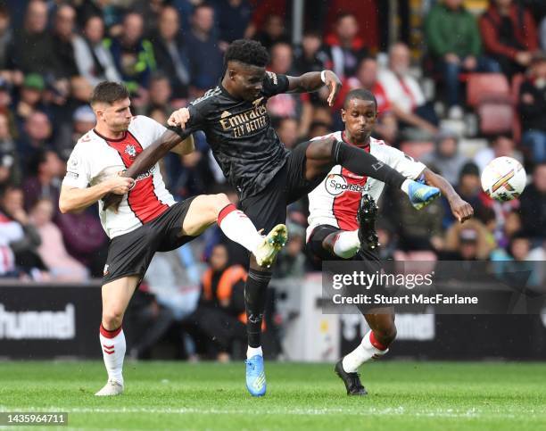 Bukayo Saka of Arsenal during the Premier League match between Southampton FC and Arsenal FC at Friends Provident St. Mary's Stadium on October 23,...