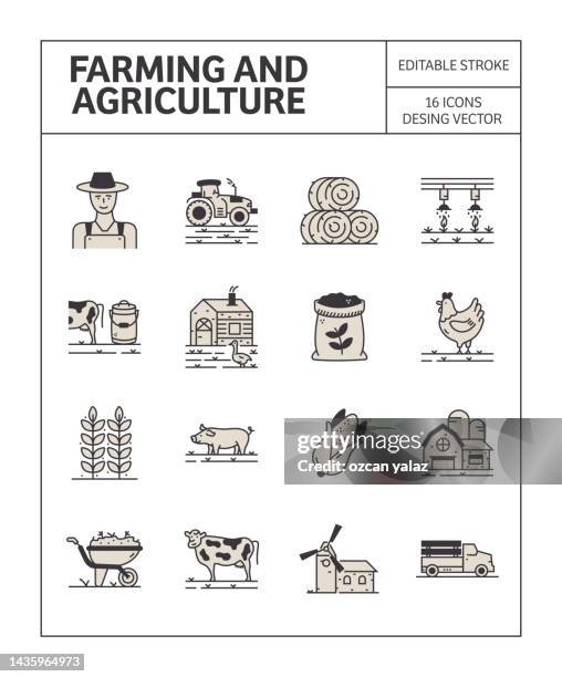 farming and agriculture icon set simple appearance and colorful design. - appearance icon stock illustrations