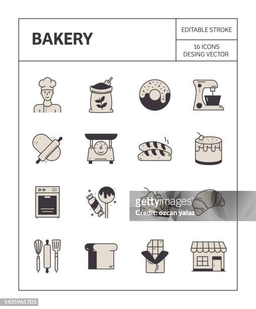 bakery icon set simple appearance and colorful design. - appearance icon stock illustrations
