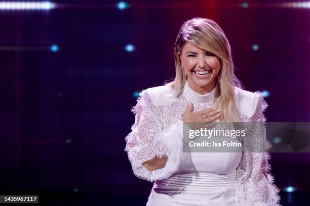 Swiss singer Beatrice Egli performs live on stage at Das grosse Schlagerjubilaeum 2022 - Auf Die Naechsten 100! during the tv show