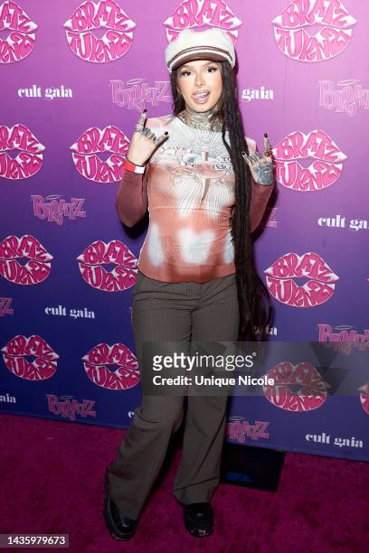 Zhavia Ward attend the Bratz 21st Birthday Party hosted by Cult Gaia and Stassie Karanikolaou at Goldstein Residence on October 22, 2022 in Beverly...