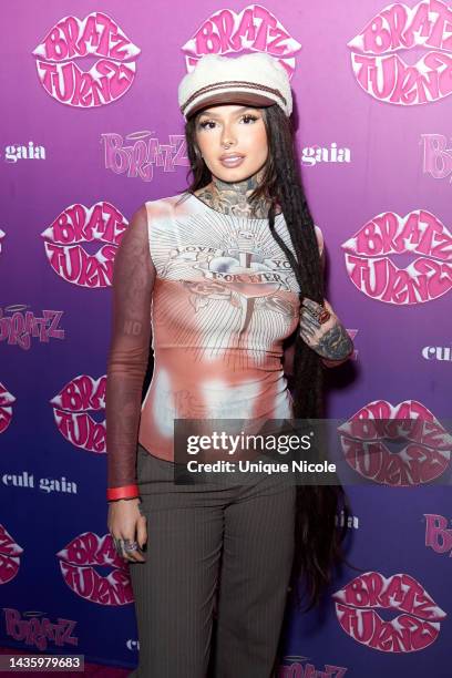 Zhavia Ward attend the Bratz 21st Birthday Party hosted by Cult Gaia and Stassie Karanikolaou at Goldstein Residence on October 22, 2022 in Beverly...