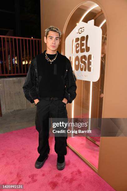 Evan Mock attends UGG launches 'Feel House' with exclusive celebration at FEEL House on October 22, 2022 in Brooklyn, New York.