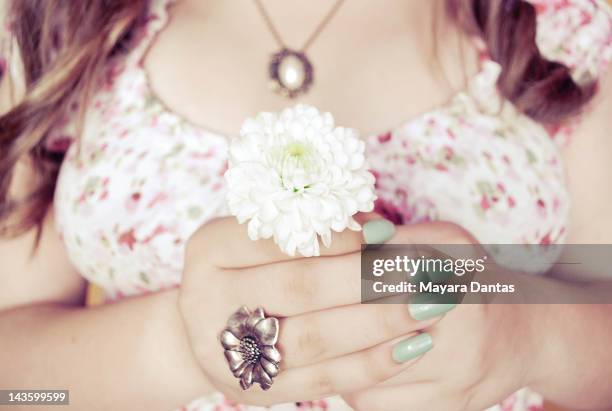 flower and nails - green nail polish stock pictures, royalty-free photos & images