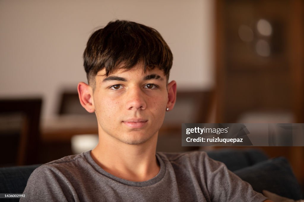 Emotional teenager boy portrait