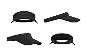 Sunshield black fashion headdress summer sun protection wear set realistic vector illustration