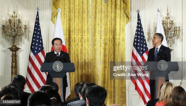 President Barack Obama and Japanese Prime Minister Yoshihiko Noda participate in a press conference at the East Room of the White House April 30,...