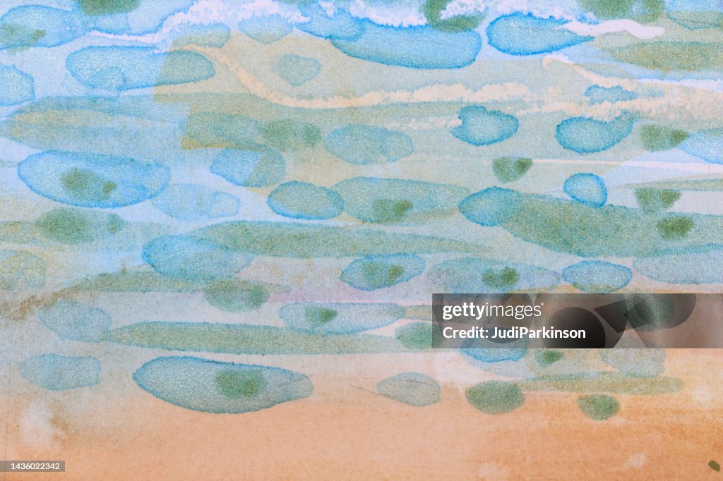 Detail Of A Watercolor Painting With Wax Resist For Water Effect High detail-of-a-watercolor-painting-with-wax-resist-for-water-effect-high