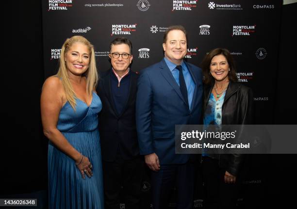 Jeanne Moore, Stephen Colbert, Brendan Fraser and Evie Colbert attend a screening of "The Whale" during the 2022 Montclair Film Festival at The...