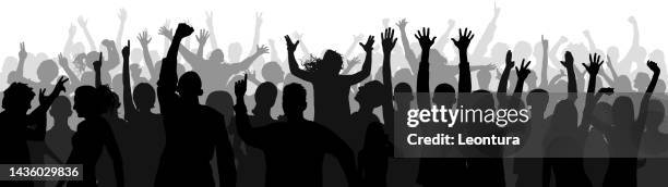 ilustrações de stock, clip art, desenhos animados e ícones de crowd silhouette (the people are complete- a clipping path hides the legs) - popular music concert