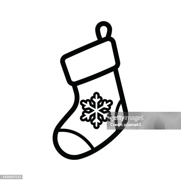 weihnachtsstrumpf-symbol - christmas stocking stock-grafiken, -clipart, -cartoons und -symbole