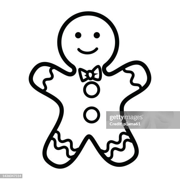 gingerbread man icon, christmas food - gingerbread man white background stock illustrations