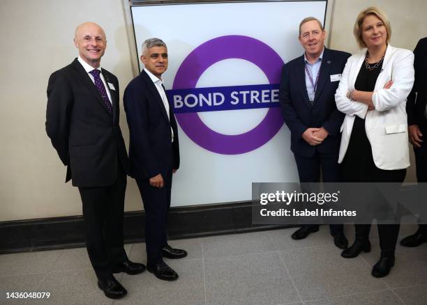 Transport for London Commissioner, Andy Byford, London's mayor, Sadiq Khan, and Managing Director of MTR Elizabeth Line, Nigel Holness, and...