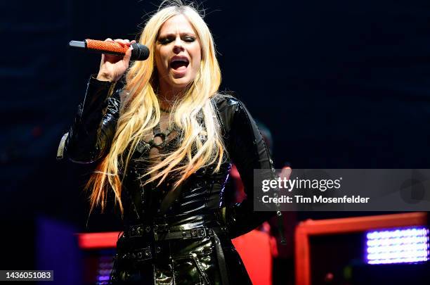 Avril Lavigne performs during the 2022 When We Were Young Festival at the Las Vegas Festival Grounds on October 23, 2022 in Las Vegas, Nevada.