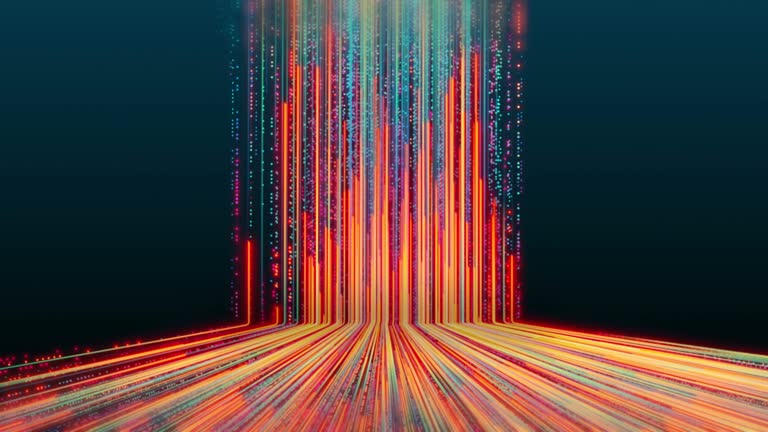 Endless data flowing stream, cyberspace technology connection with ...