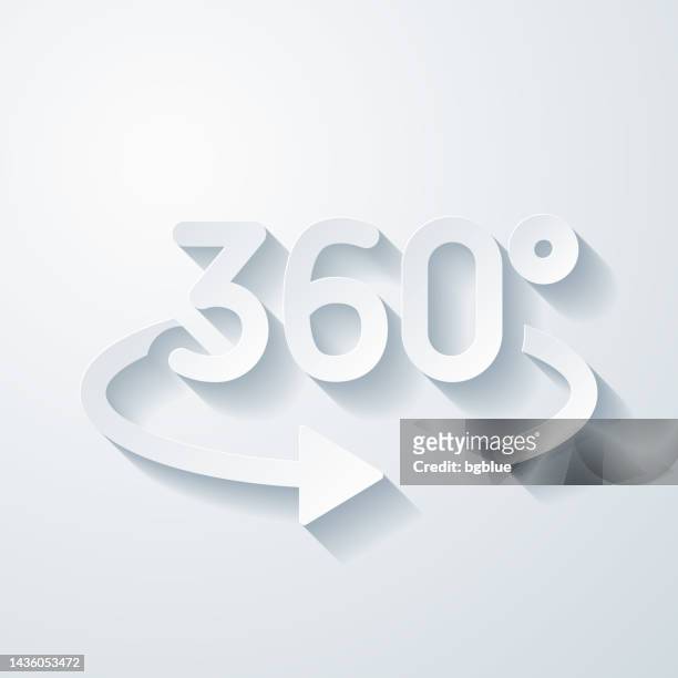 360 degree rotation. icon with paper cut effect on blank background - full circle tour stock illustrations