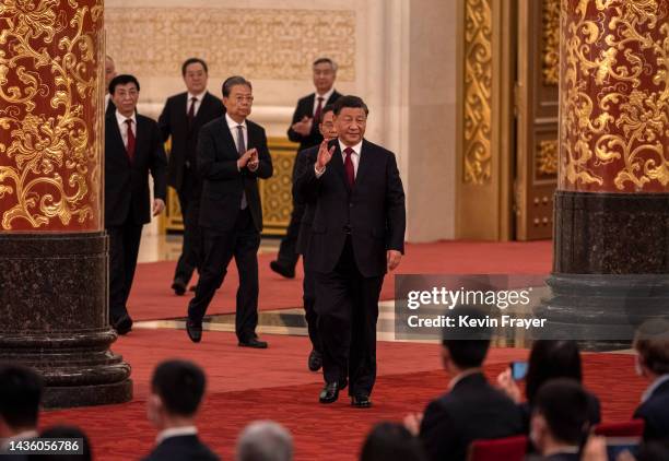 Members of the new Standing Committee of the Political Bureau of the Communist Party of China General Secretary and Chinese President Xi Jinping,...